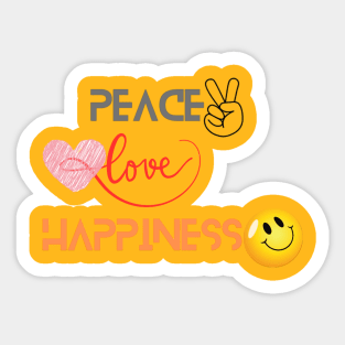 Peace, Love & Happiness - Quote Printed Sticker